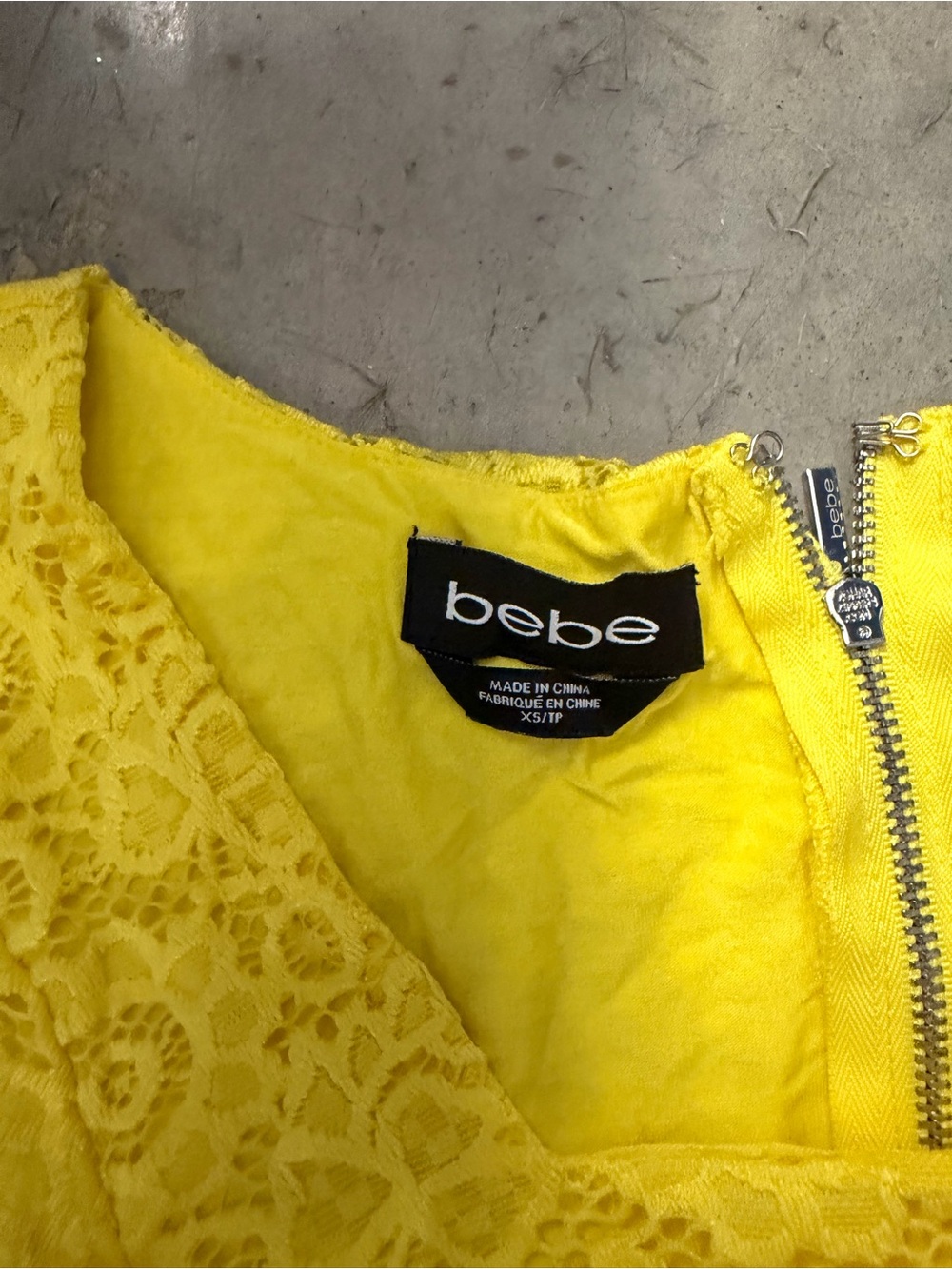 bebe Yellow Lace V-Neck Top